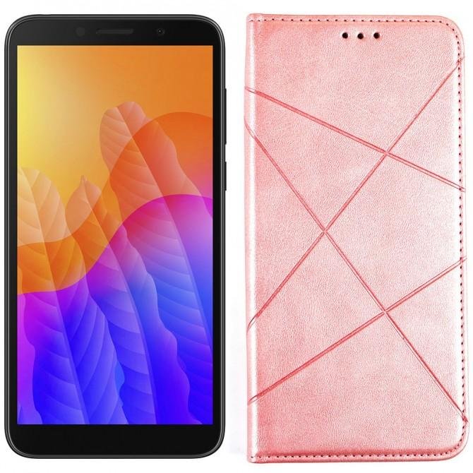 Чохол-книжка Lines Leather для Huawei Y5P Рожевий