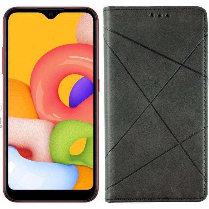 Чохол-книжка Lines Leather для Samsung A015/M015 Galaxy A01/M01 Чорний
