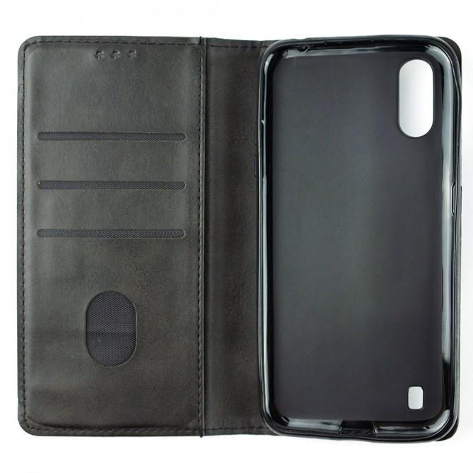 Чохол-книжка Lines Leather для Samsung A015/M015 Galaxy A01/M01 Чорний-3