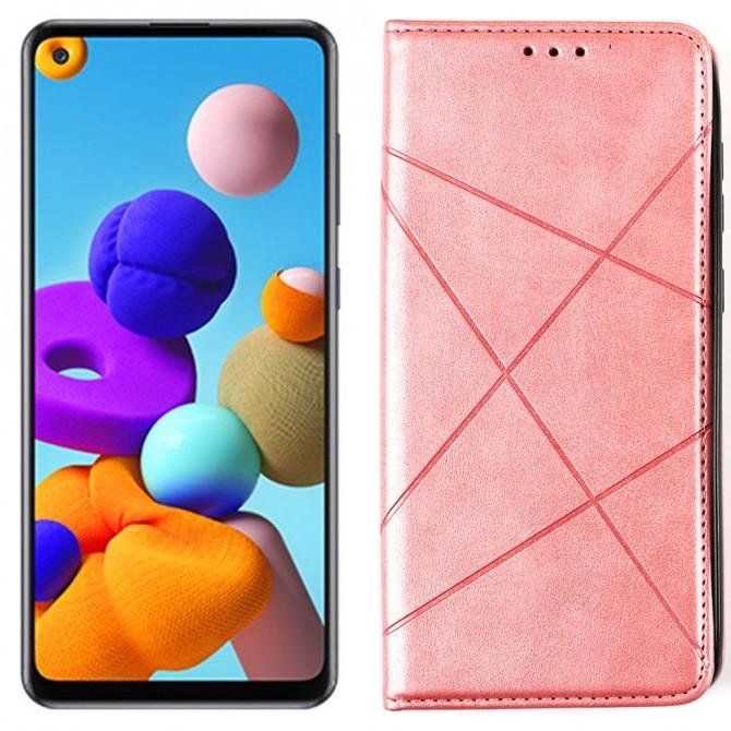 Чехол-книжка Lines Leather для Samsung A217 Galaxy A21s Pink