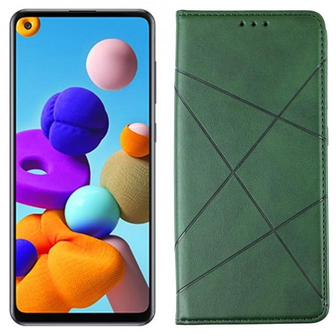 Чехол-книжка Lines Leather для Samsung A217 Galaxy A21s Green