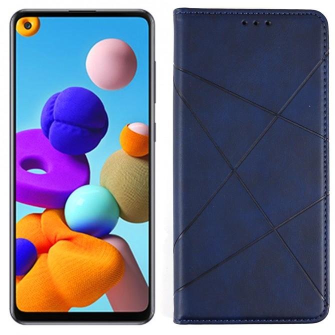 Чохол-книжка Lines Leather для Samsung A217 Galaxy A21s Blue