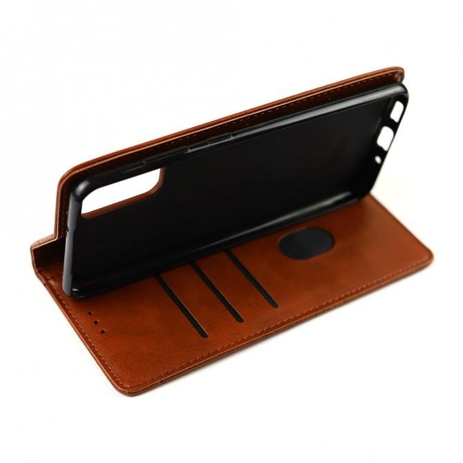 Чехол-книжка Lines Leather для Samsung G985 Galaxy S20 Plus Brown-3