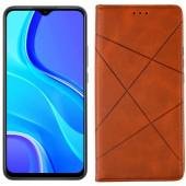 Чехол-книжка Lines Leather для Xiaomi Redmi 9 Brown