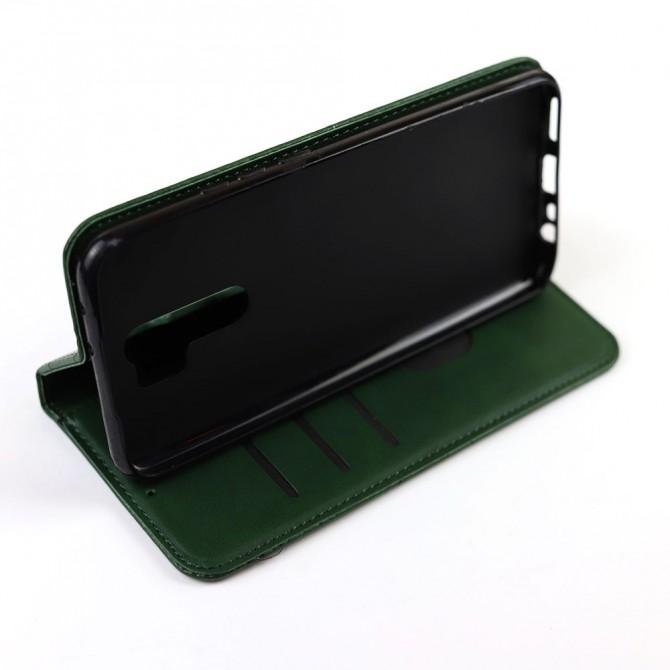 Чехол-книжка Lines Leather для Xiaomi Redmi 9 Green-3