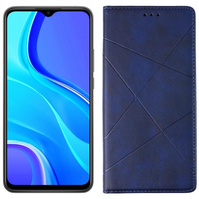 Чехол-книжка Lines Leather для Xiaomi Redmi 9 Blue