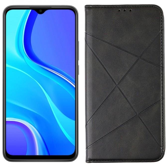 Чехол-книжка Lines Leather для Xiaomi Redmi 9 Black