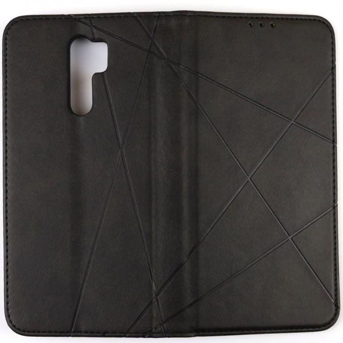 Чехол-книжка Lines Leather для Xiaomi Redmi 9 Black-2