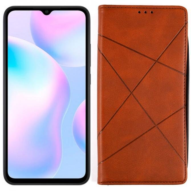 Чохол-книжка Lines Leather для Xiaomi Redmi 9A Brown