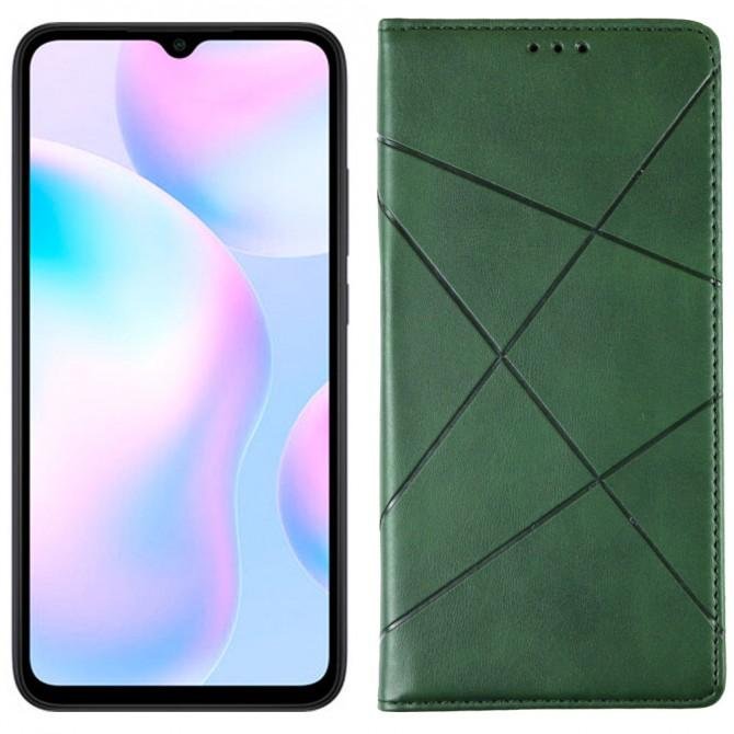 Чехол-книжка Lines Leather для Xiaomi Redmi 9A Green