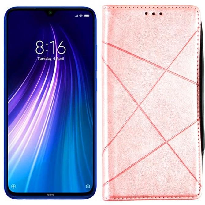 Чохол-книжка Lines Leather для Xiaomi Redmi Note 8T Pink