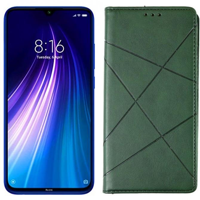Чохол-книжка Lines Leather для Xiaomi Redmi Note 8T Green