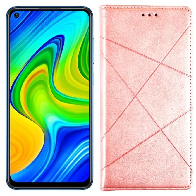 Чохол-книжка Lines Leather для Xiaomi Redmi Note 9/Redmi 10X Pink