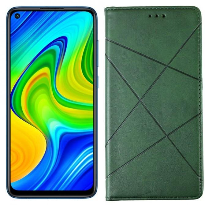 Чохол-книжка Lines Leather для Xiaomi Redmi Note 9/Redmi 10X Green