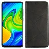 Чехол-книжка Lines Leather для Xiaomi Redmi Note 9/Redmi 10X Black