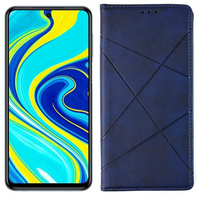 Чехол-книжка Lines Leather для Xiaomi Redmi Note 9s/Note 9 Pro Blue