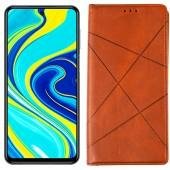 Чехол-книжка Lines Leather для Xiaomi Redmi Note 9s/Note 9 Pro Brown
