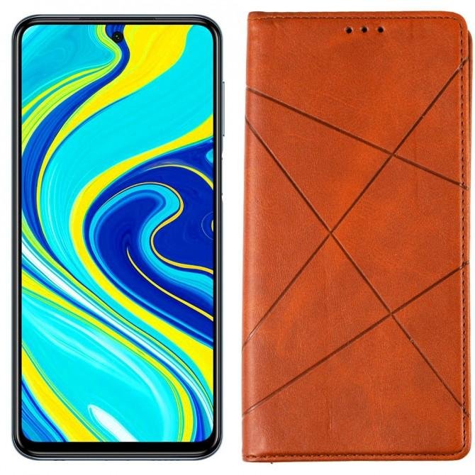 Чехол-книжка Lines Leather для Xiaomi Redmi Note 9s/Note 9 Pro Brown