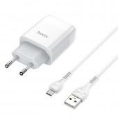 Мережевий зарядний пристрій Hoco C72A White + USB Cable MicroUSB (2.1A)