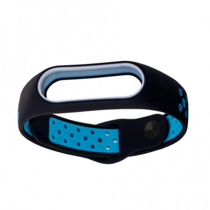 Ремешок NIKE design для Xiaomi Mi Band 3/4 (Silicon) Black&Blue-1