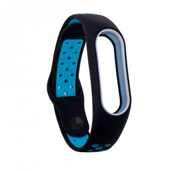 Ремешок NIKE design для Xiaomi Mi Band 3/4 (Silicon) Black&Blue-2