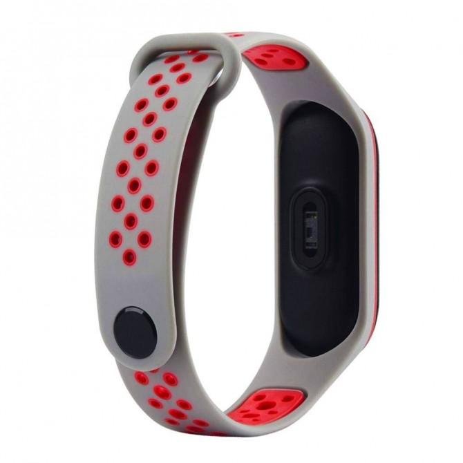 Ремінець NIKE design для Xiaomi Mi Band 3/4 (Silicon) Grey&Red-1