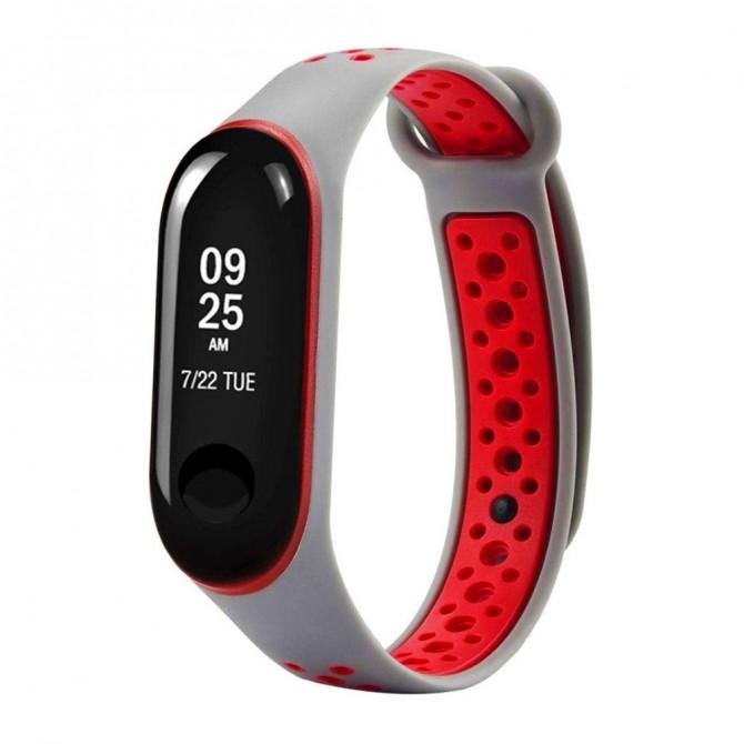 Ремінець NIKE design для Xiaomi Mi Band 3/4 (Silicon) Grey&Red-2