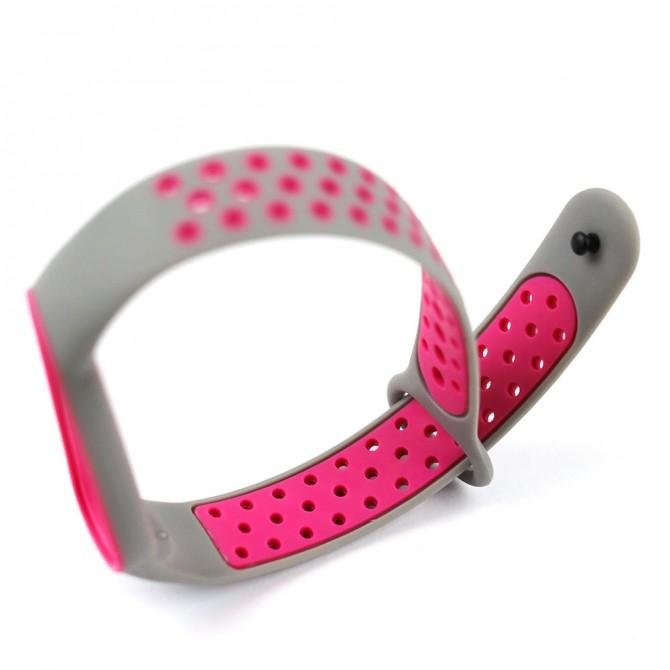 Ремешок NIKE design для Xiaomi Mi Band 5/6 (Silicon) Grey&Pink