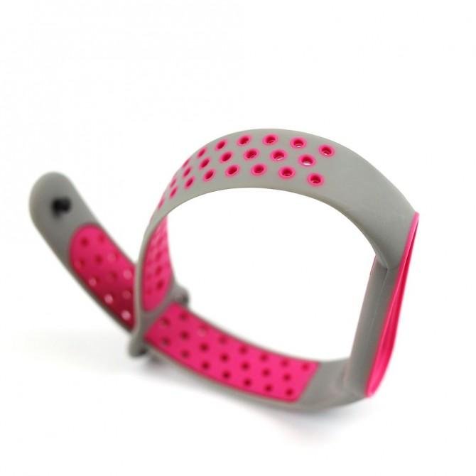 Ремешок NIKE design для Xiaomi Mi Band 5/6 (Silicon) Grey&Pink-1