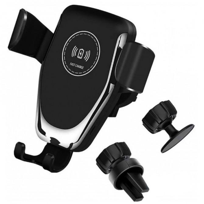 Автодержатель Hoco HWC1+ Беспроводная зарядка Черный-1