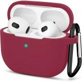Чехол U-Like Silicone Protective Case For Airpods 3 Slim + clamp Burgundy