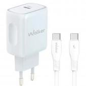Сетевое зарядное устройство 1Type-C WALKER WH-64 PD_25W + Type-C to Type-C White