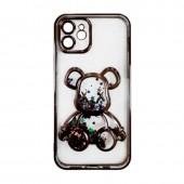 TPU чехол Cute Bear Liquid для iPhone 12 Черный