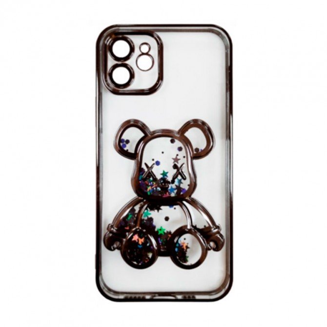 TPU чохол Cute Bear Liquid для iPhone 12 Чорний