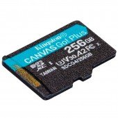 Карта памяти Kingston microSDHC 256Gb Canvas Go Plus class10 A2 V30(R-200Mb/s/W160Mb/s)