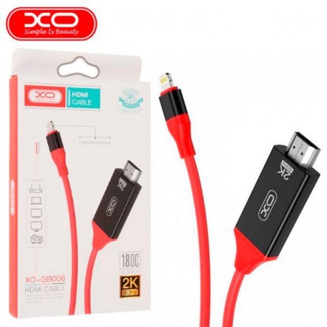 Кабель XO GB006 Lightning to HDMI 2K 60Hz/1080p 2.0m Black-Red-2