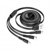 Кабель Borofone BX74 USB to 3in1 Black 1m