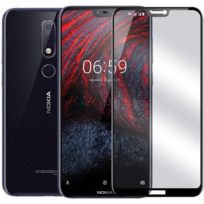Защитное стекло для Nokia 6.1 Plus (0.3 мм, 2.5D, с чёрным Silk Screen покрытием)