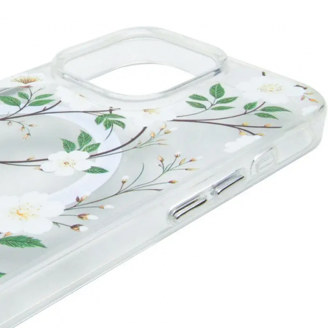 Чехол TPU+PC Clear Garden with MagSafe для Apple iPhone 16 Pro (6.3") (White Gardenia)-3