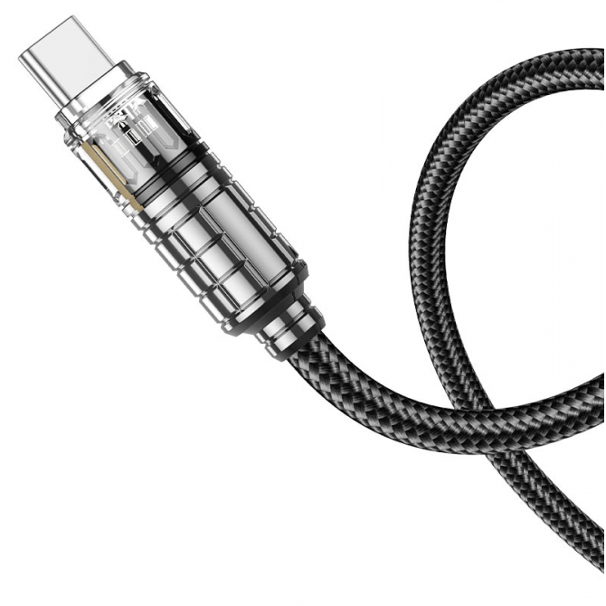 Кабель Hoco U140 Lord with display Type-C to Type-C 240W Black 1.2m-1