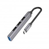 Хаб Hoco HB26 4in1 (USB Type-C to USB 3.0 + 3*USB2.0) Metal Grey Хаб Hoco HB26 4in1 (USB Type-C to USB 3.0 + 3*USB2.0) Metal Grey