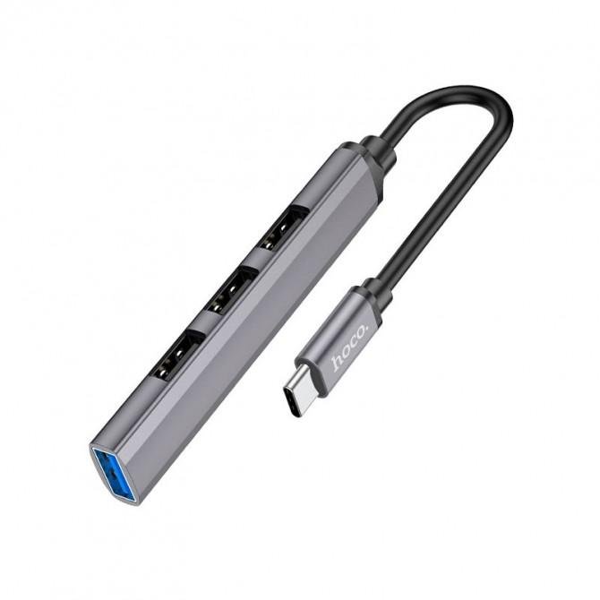 Хаб Hoco HB26 4in1 (USB Type-C to USB 3.0 + 3*USB2.0) Metal Grey