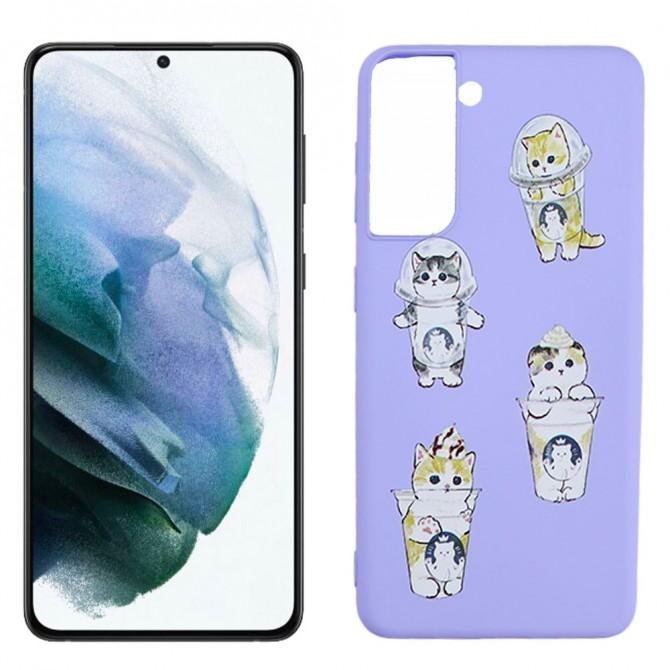 Чохол Funny Animals series для Samsung G991 Galaxy S21 Violet Kitty