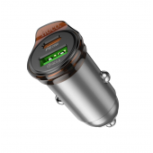 Автомобільний ЗП 1USB + Type-C Hoco NZ16A Rigorous 43W dual port PD25W + QC3.0 Metal Grey Автомобільний ЗП 1USB + Type-C Hoco NZ16A Rigorous 43W dual port PD25W + QC3.0 Metal Grey