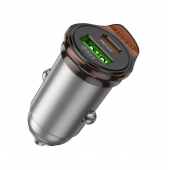 Автомобільний ЗП 1USB + Type-C Hoco NZ16A Rigorous 43W dual port PD25W + QC3.0 Metal Grey Автомобільний ЗП 1USB + Type-C Hoco NZ16A Rigorous 43W dual port PD25W + QC3.0 Metal Grey
