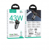 Автомобільний ЗП 1USB + Type-C Hoco NZ16A Rigorous 43W dual port PD25W + QC3.0 Metal Grey Автомобільний ЗП 1USB + Type-C Hoco NZ16A Rigorous 43W dual port PD25W + QC3.0 Metal Grey