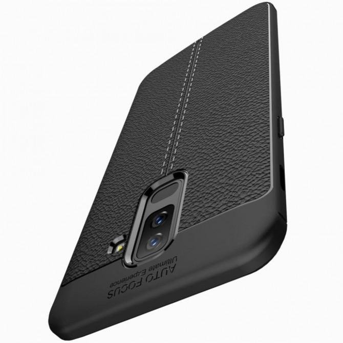 Чохол TPU фактурний (з імітацією шкіри) для Samsung Galaxy J8 (2018) Чорний-1