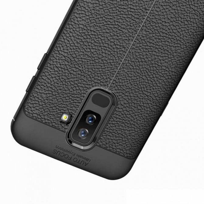 Чохол TPU фактурний (з імітацією шкіри) для Samsung Galaxy J8 (2018) Чорний-2