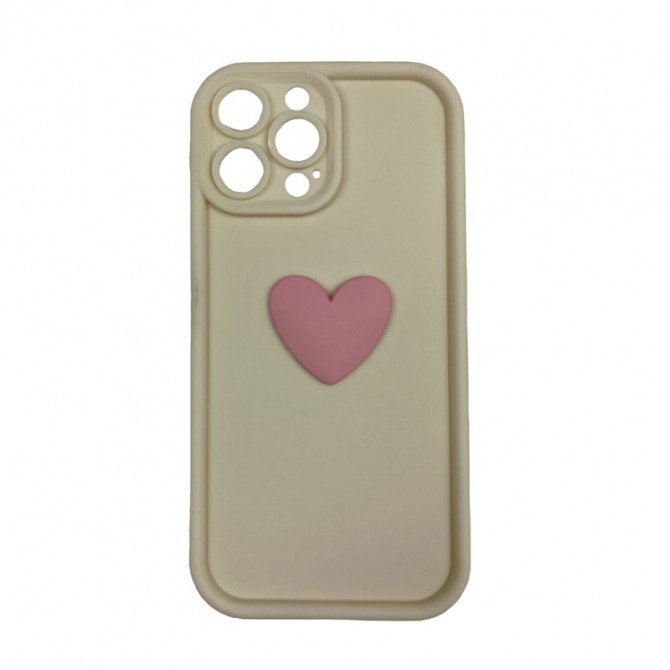 Чохол 3D Heart series for iPhone 14 Pro Max Milky
