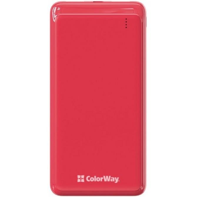 Додаткова батарея ColorWay 10 000 mAh Slim (USB QC3.0 + USB-C Power Delivery 18W) Red-1